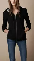 2013 veste burberry femmes hoodie mode zipper coton noir